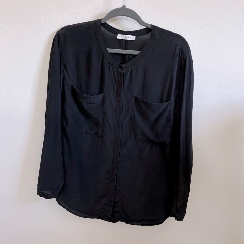 Everlane washable silk blouse in black